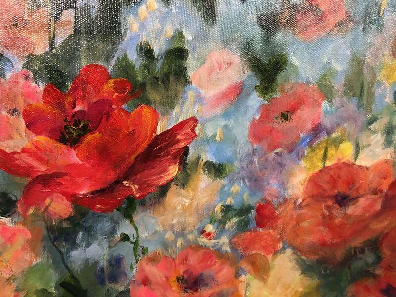 painting of red flowers