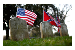 flags and gravestones