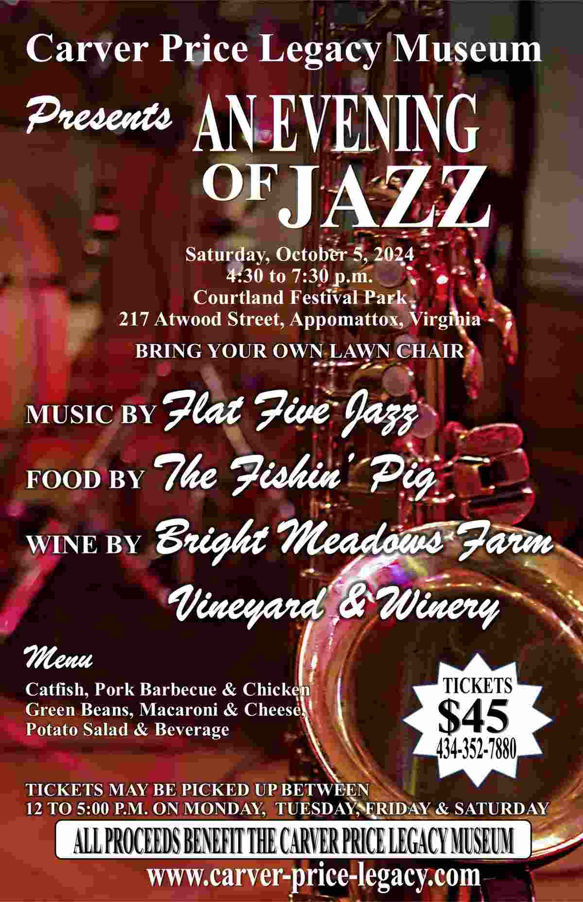 Flyer for Carver Price Museum Jazz Dinner
