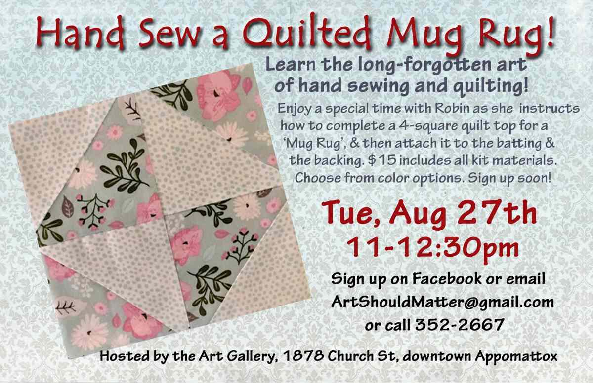 flyer for quilting event on aug 27
