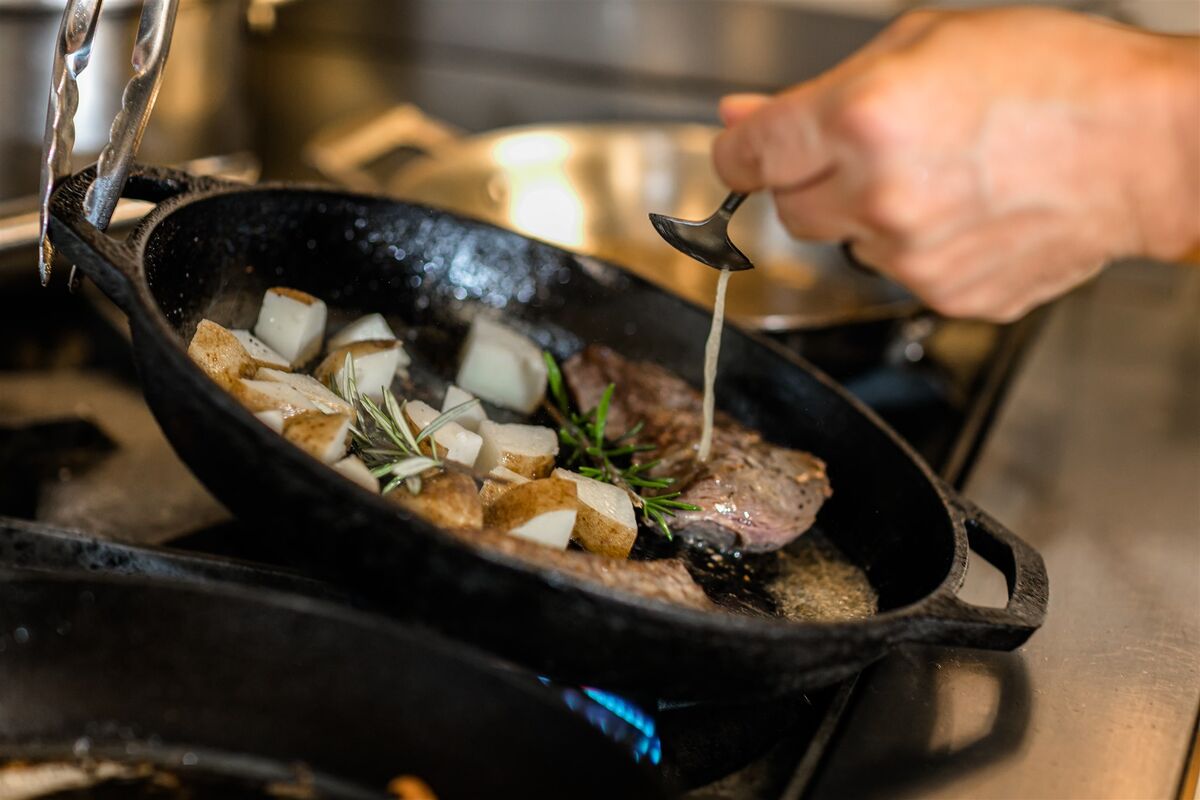 skillet of food