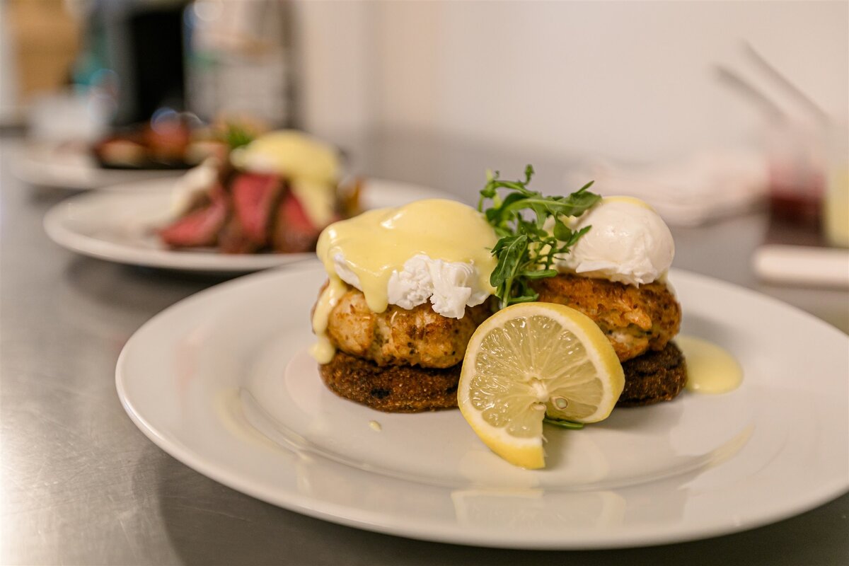 Plate of food with garnish
