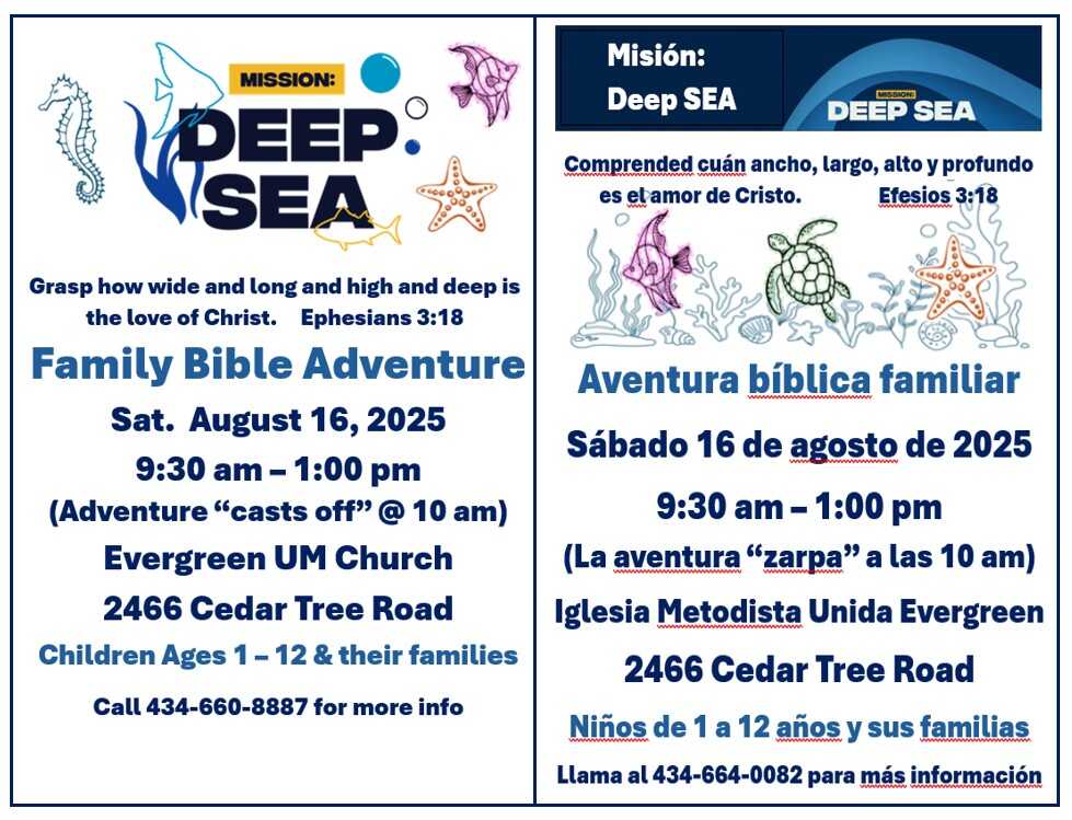 Flyer for Deep Sea Family Bible Adventure