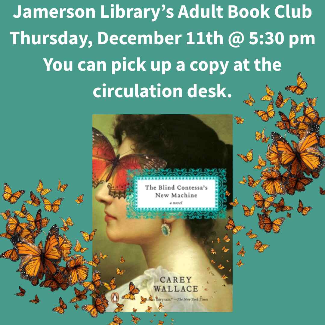 Flyer for Adult Book Club Dec 11