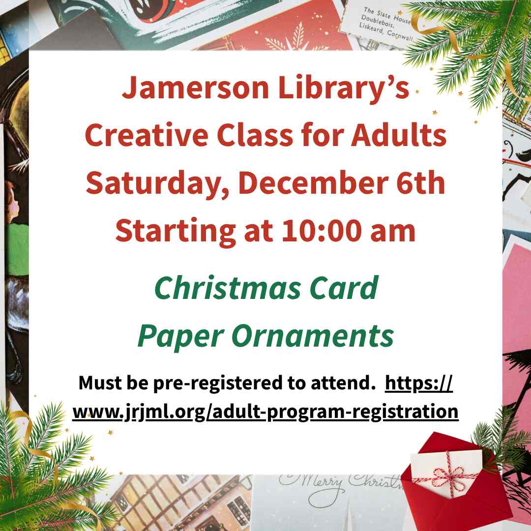 Flyer for Creative Class for Adults Dec 6