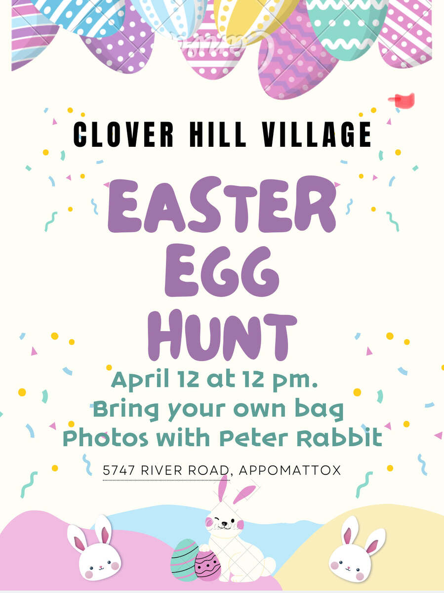 Flyer for Clover Hill Easter Egg Hunt April 12