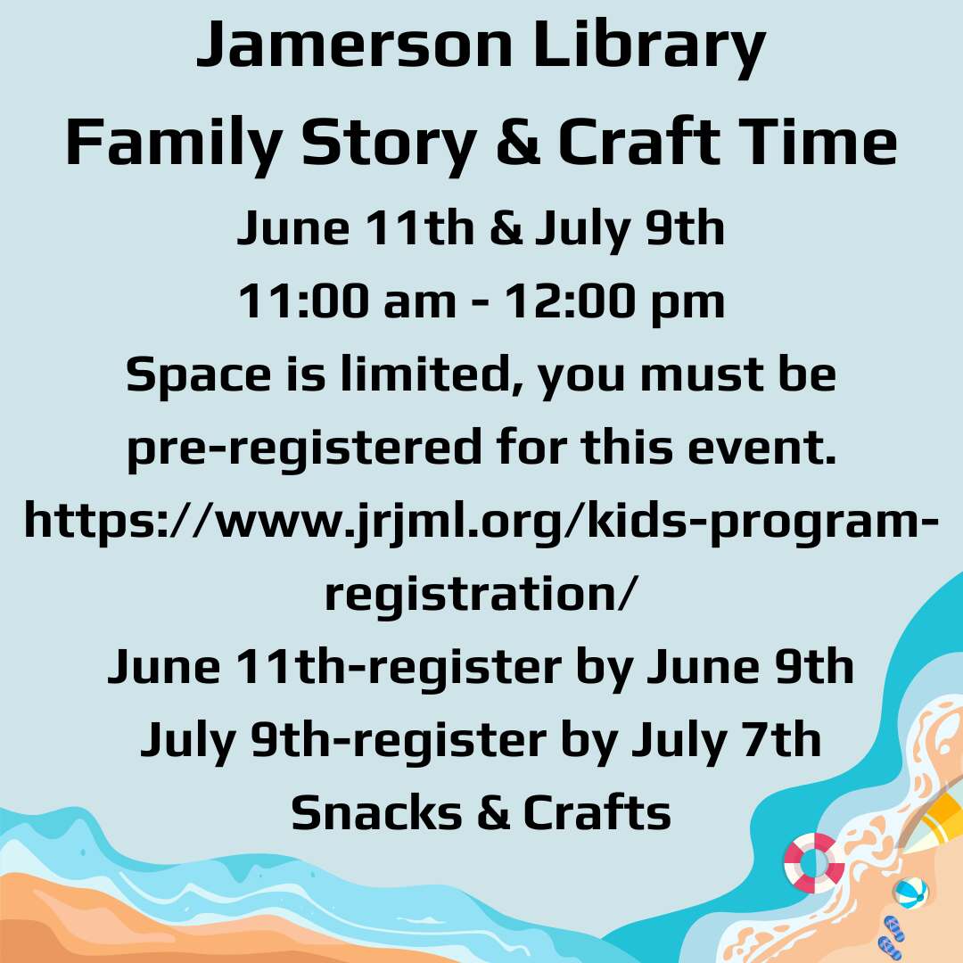 Flyer for family story and craft time