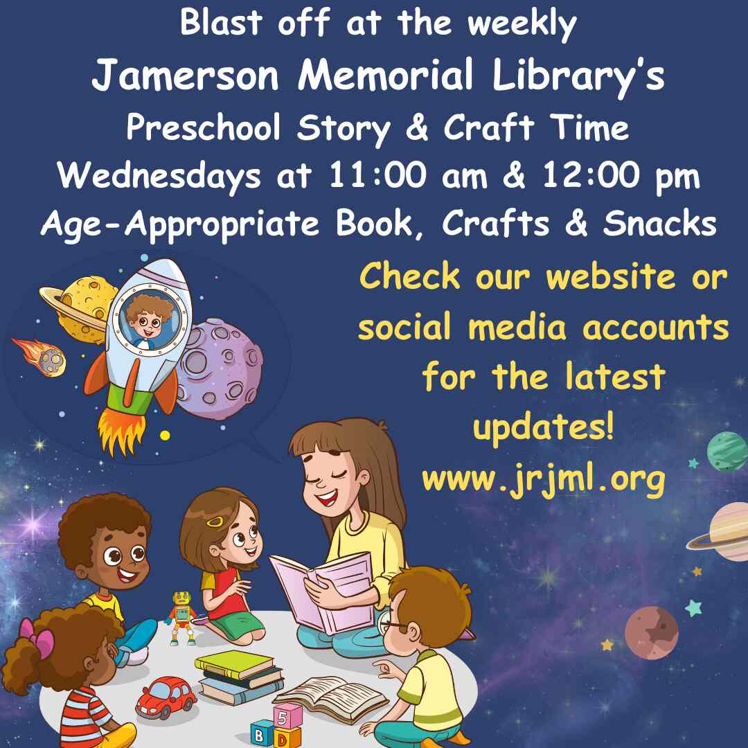 Flyer for Jamerson Library's Preschol Story and Craft time