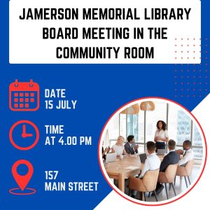 Flyer for Library Board Meeting July 15