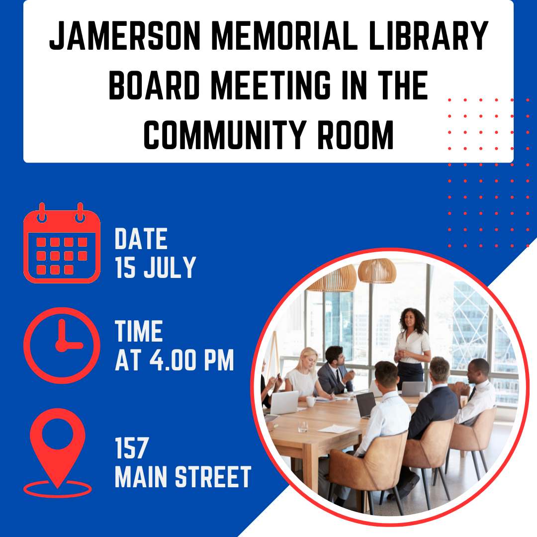 Flyer for Library Board Meeting July 15