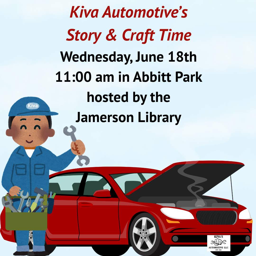 Flyer for Kiva Automotive Story and Craft time