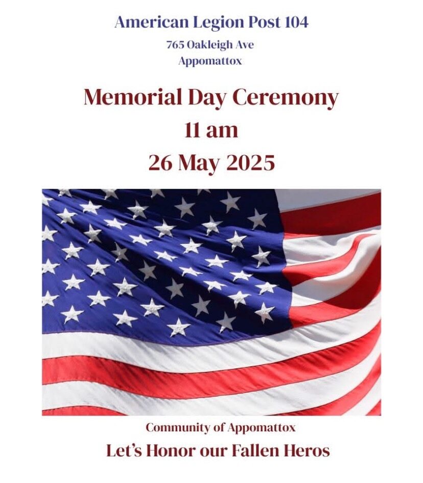 Flyer for American Legion Post 104 Memorial Day Ceremony