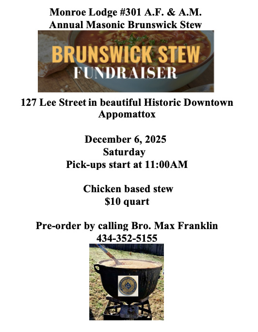 Flyer for Brunswick Stew Fundraiser at Monroe Lodge