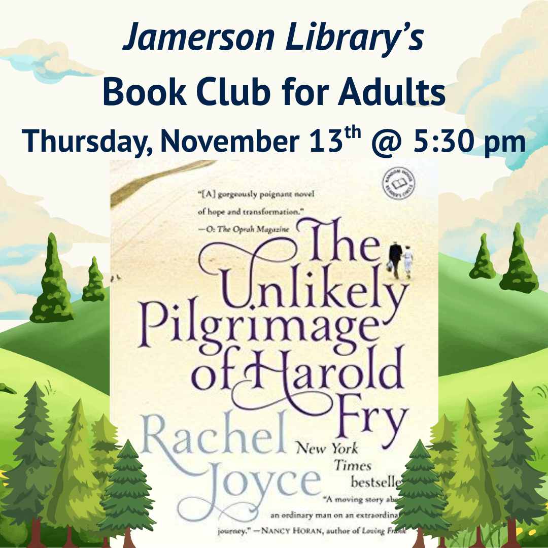 Flyer for Jamerson Library Adult Book Club Nov 13