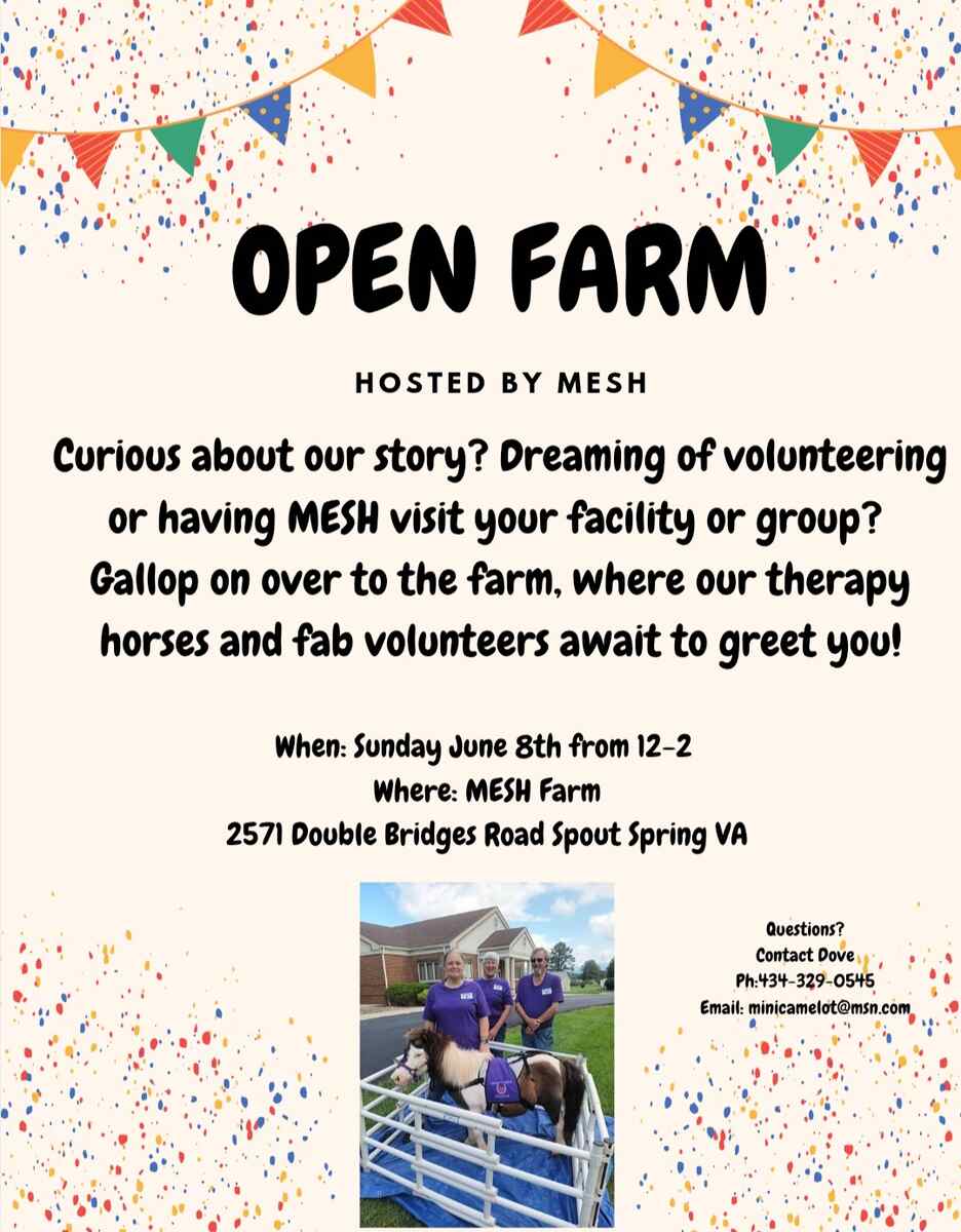 Flyer for Open Farm day for MESH