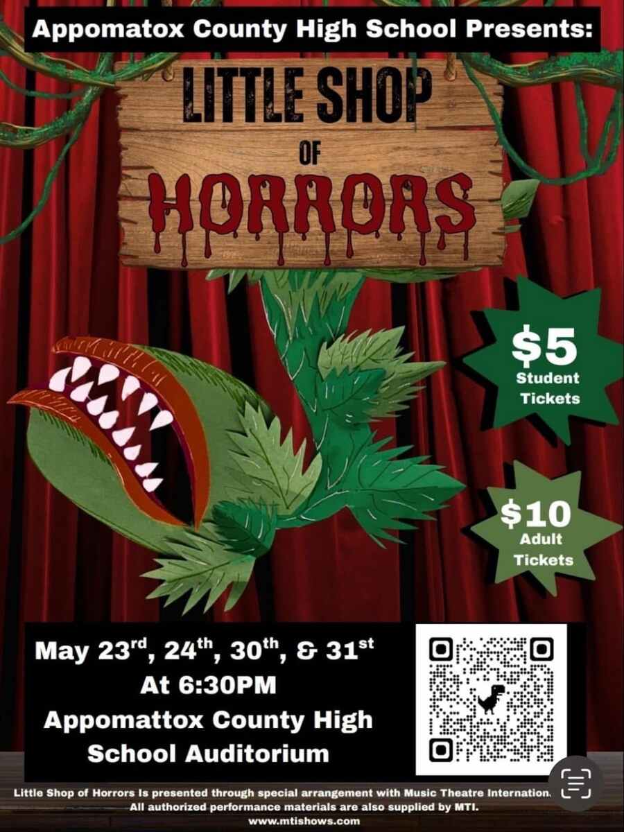 Flyer for Little Shop of Horrors at ACHS