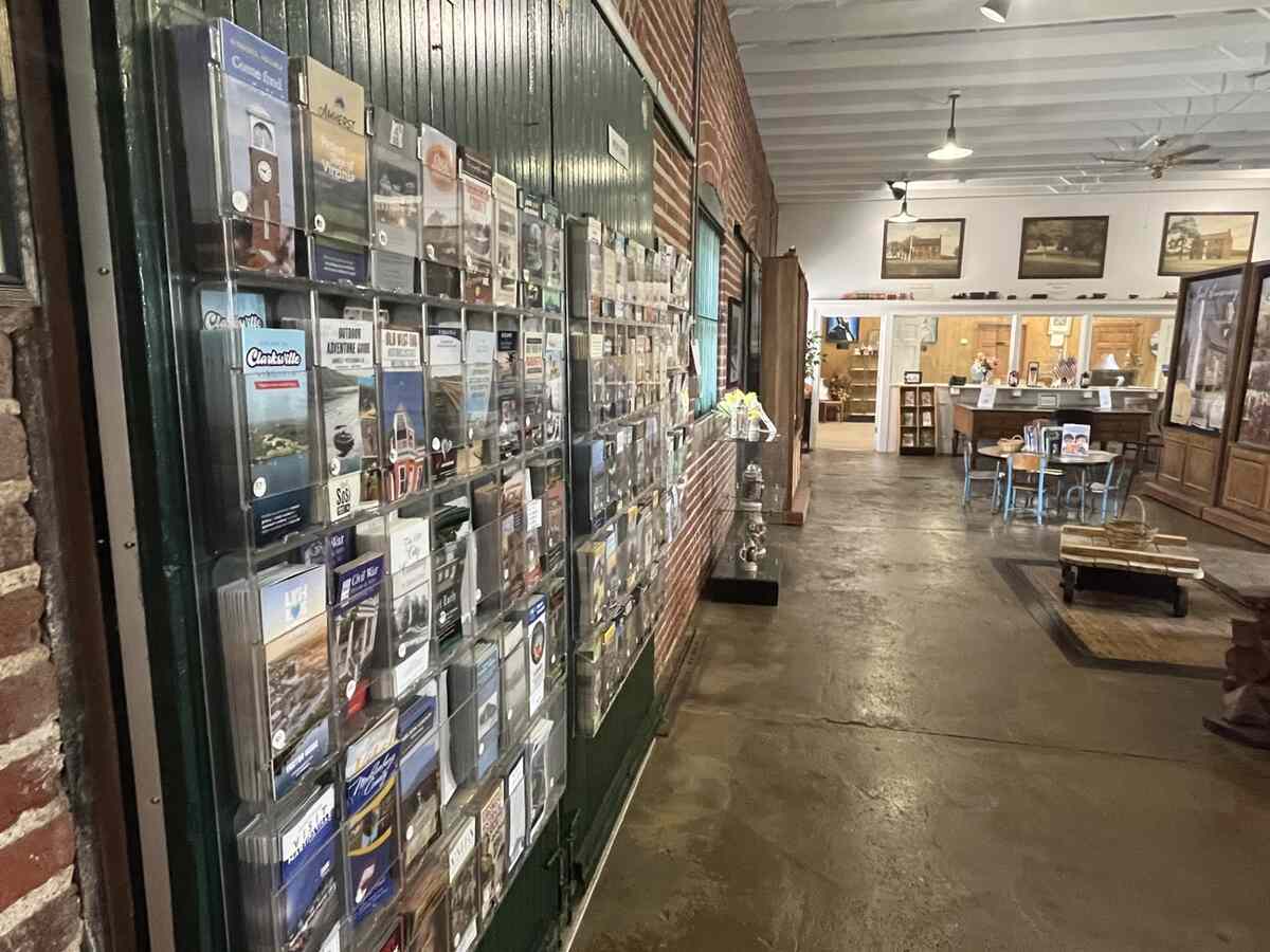 Wall with racks of brochures