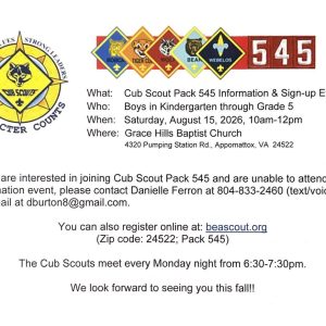 Flyer for Cub Scout 545 Event