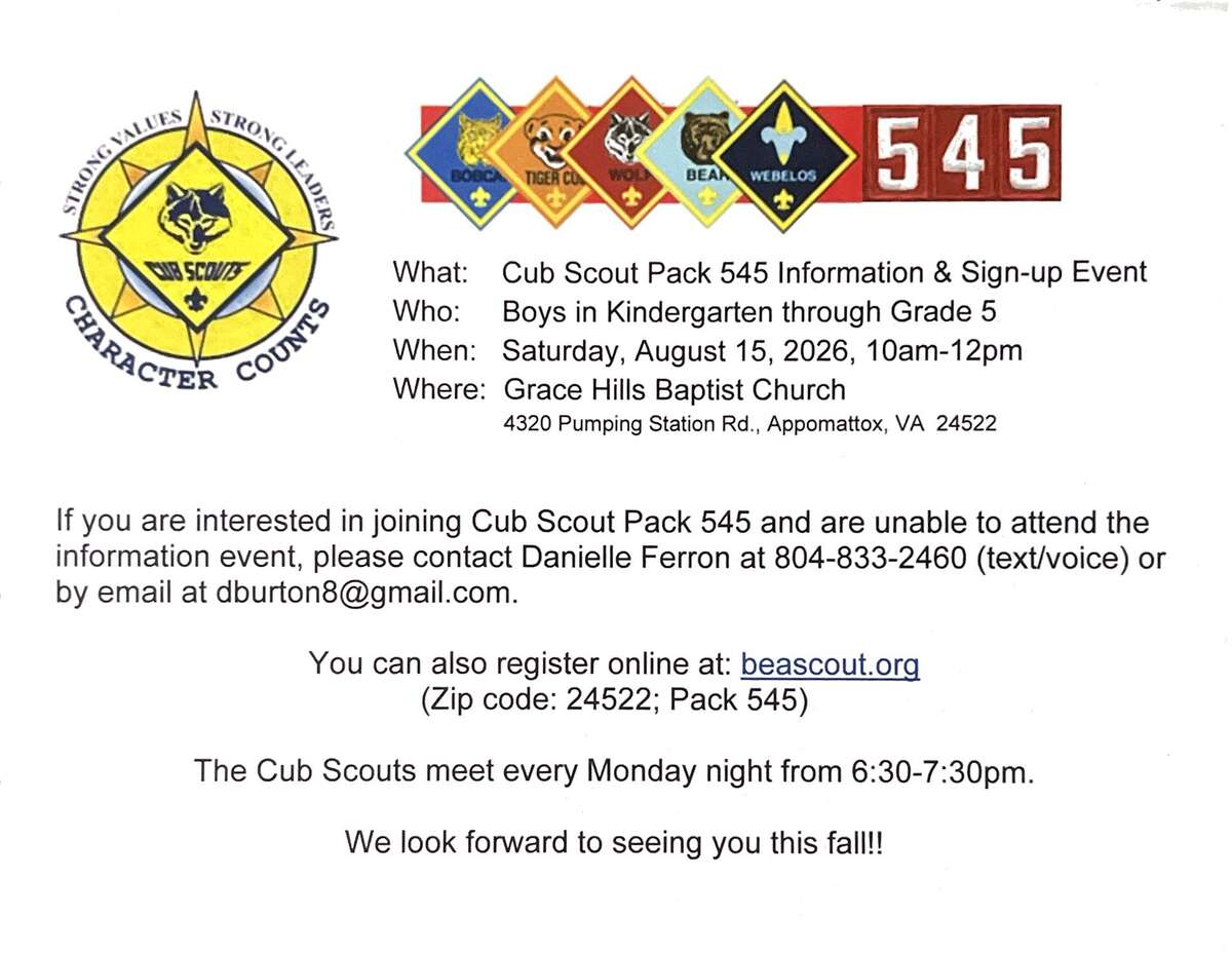 Flyer for Cub Scout 545 Event