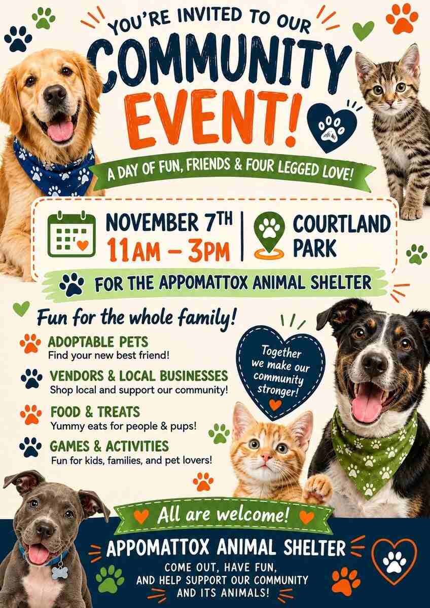 Flyer for Animal Shelter event Nov 7