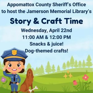 Flyer for April Story and Craft Time