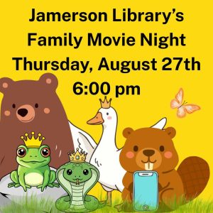 Flyer for family movie night Aug 27