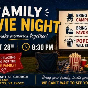 Flyer for Family Movie Night Aug 28