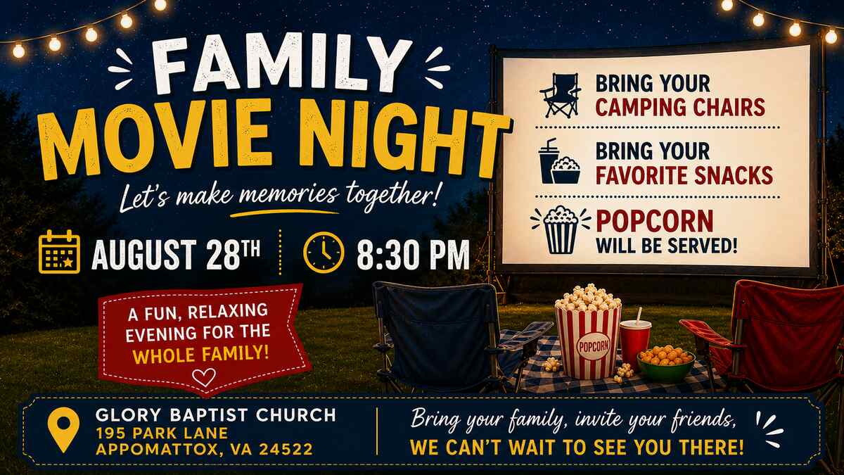 Flyer for Family Movie Night Aug 28