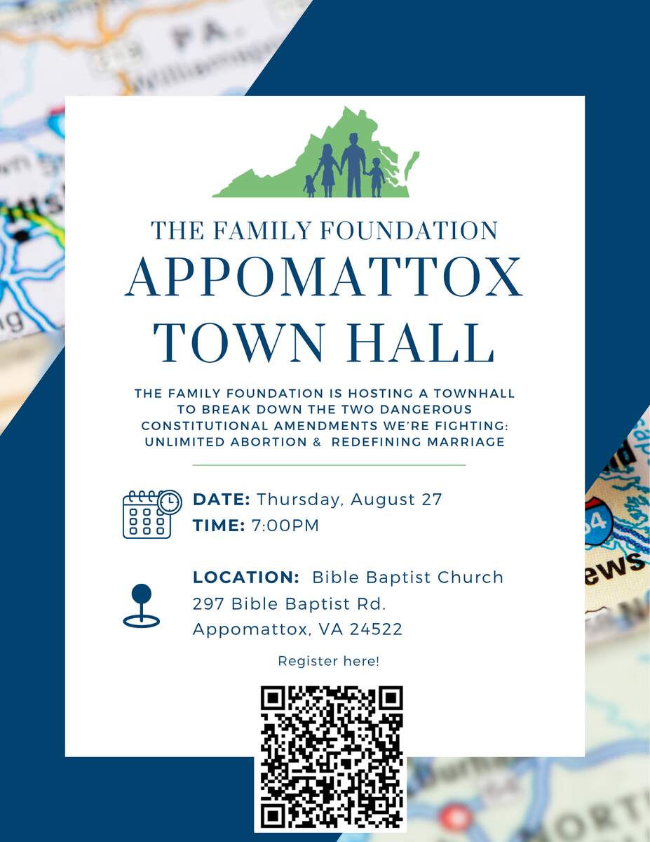Flyer for Appomattox Town Hall Aug 27