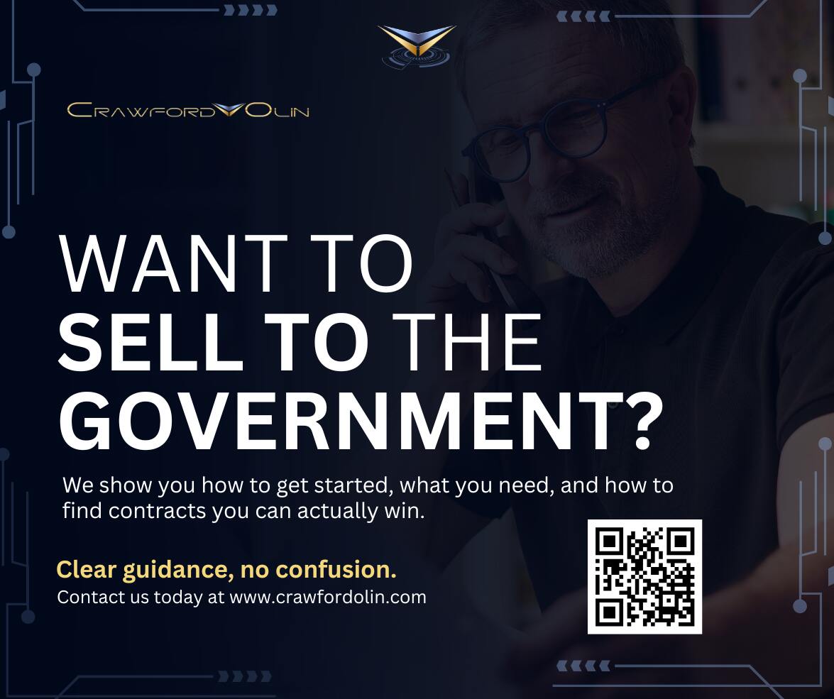 Flyer for Crawford Olin government contracts