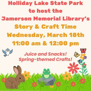 Flyer for Story and Craft Time March 18
