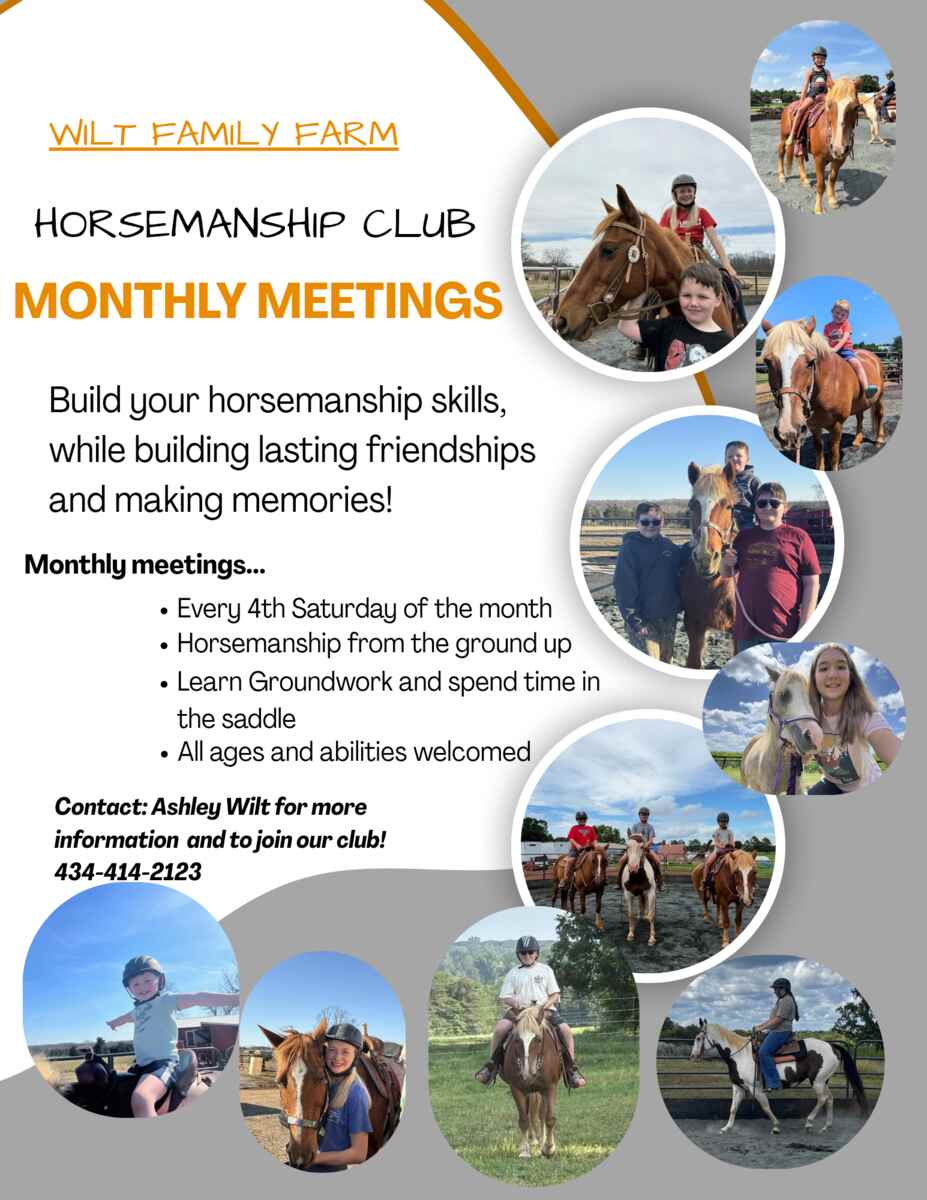 Flyer for Wilt Family Farn Horsemanship Club