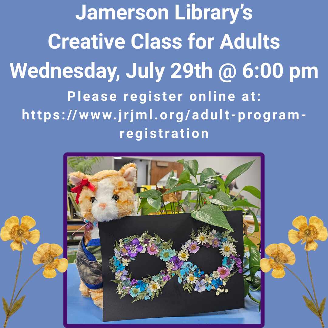 Flyer for Creative Class for Adults July 29