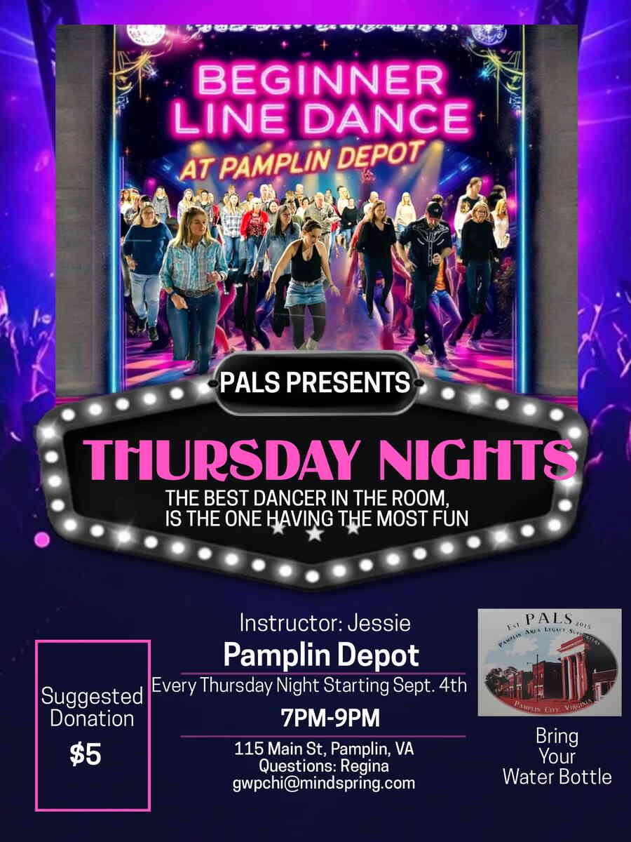 Flyer for line dance at Pamplin Depot