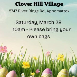 Flyer for easter egg hunt at clover hill village