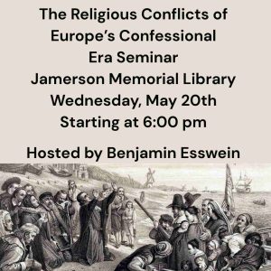 Flyer for Europe's Confessional Era Seminar