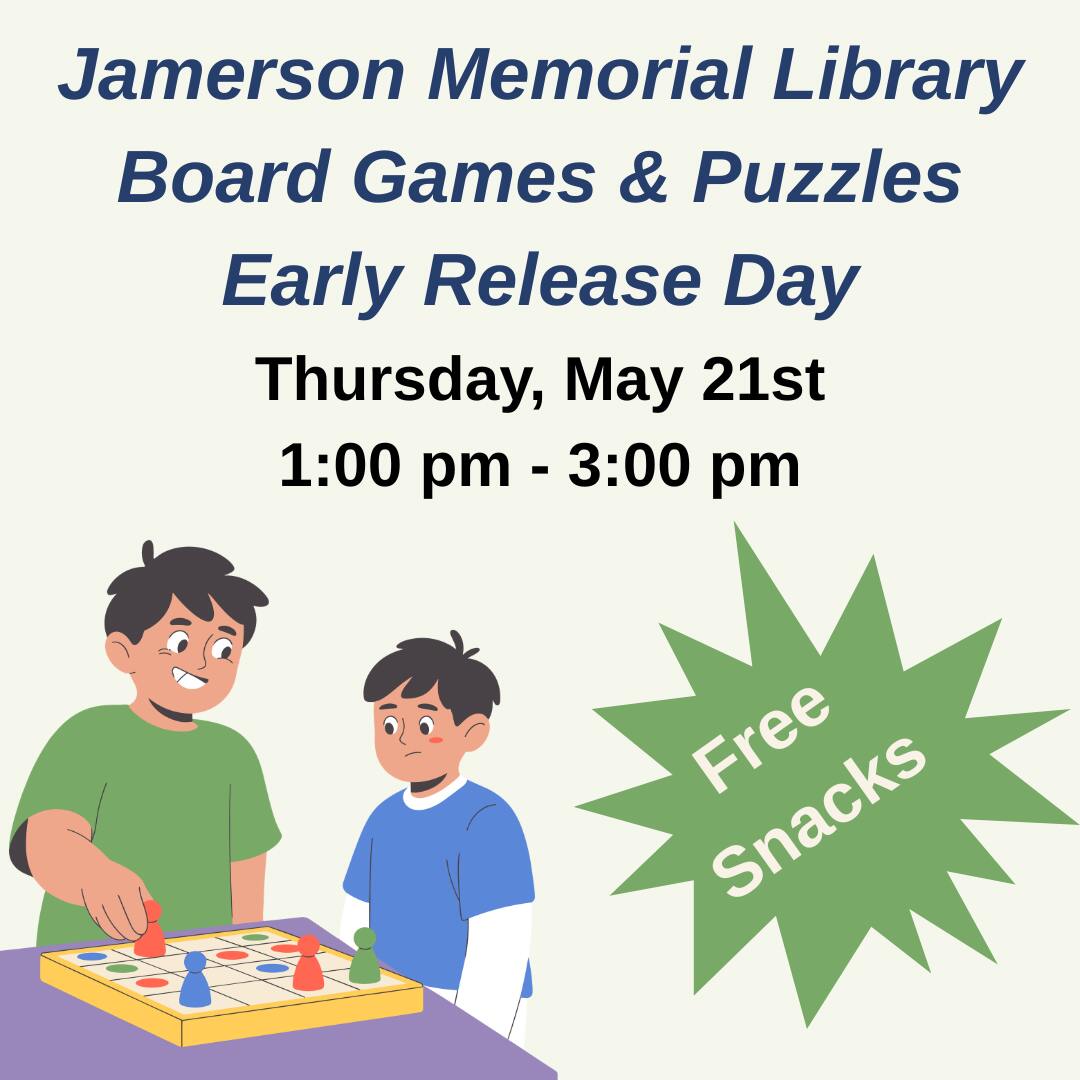 Flyer for Early Release Day Board Games & Puzzles