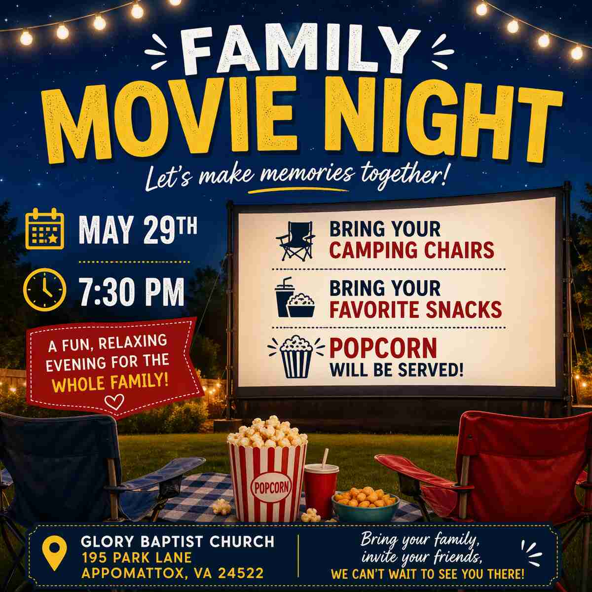 Flyer for Family Movie Night