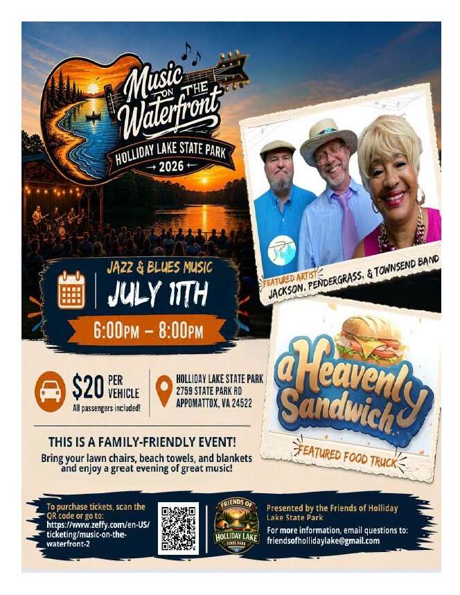 Flyer for July Music on the waterfront