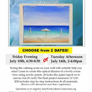 Flyer for Ocean View acrylic paint class