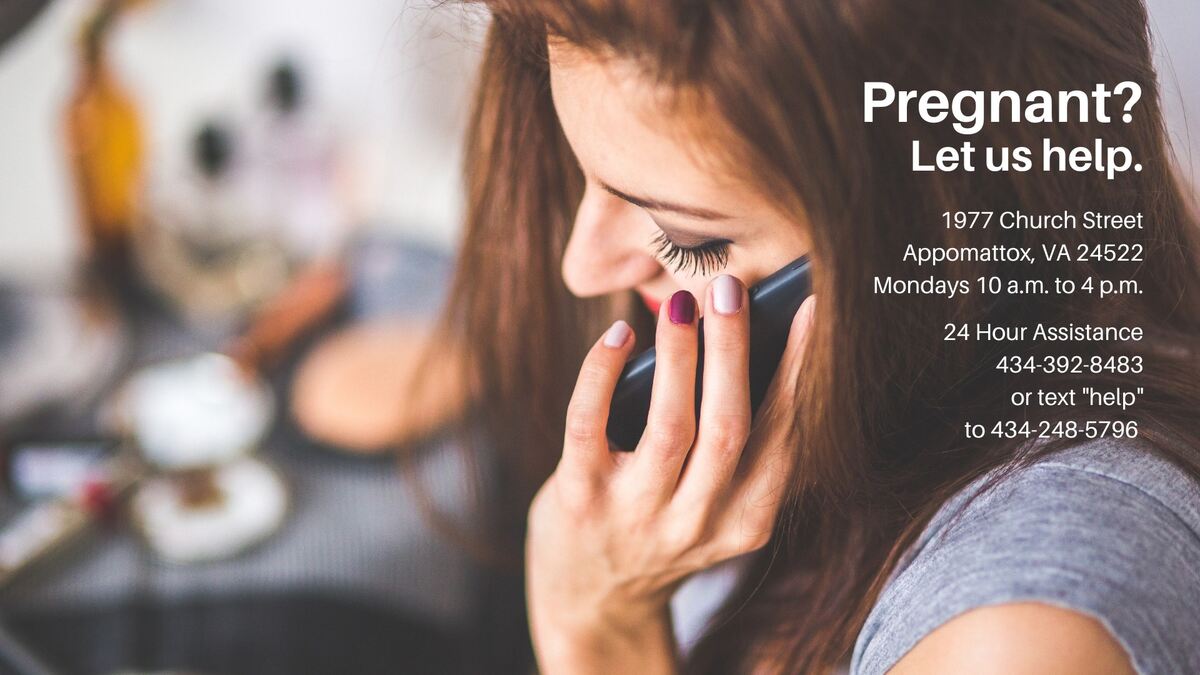 Woman on phone with Pregnant? Let us help. message