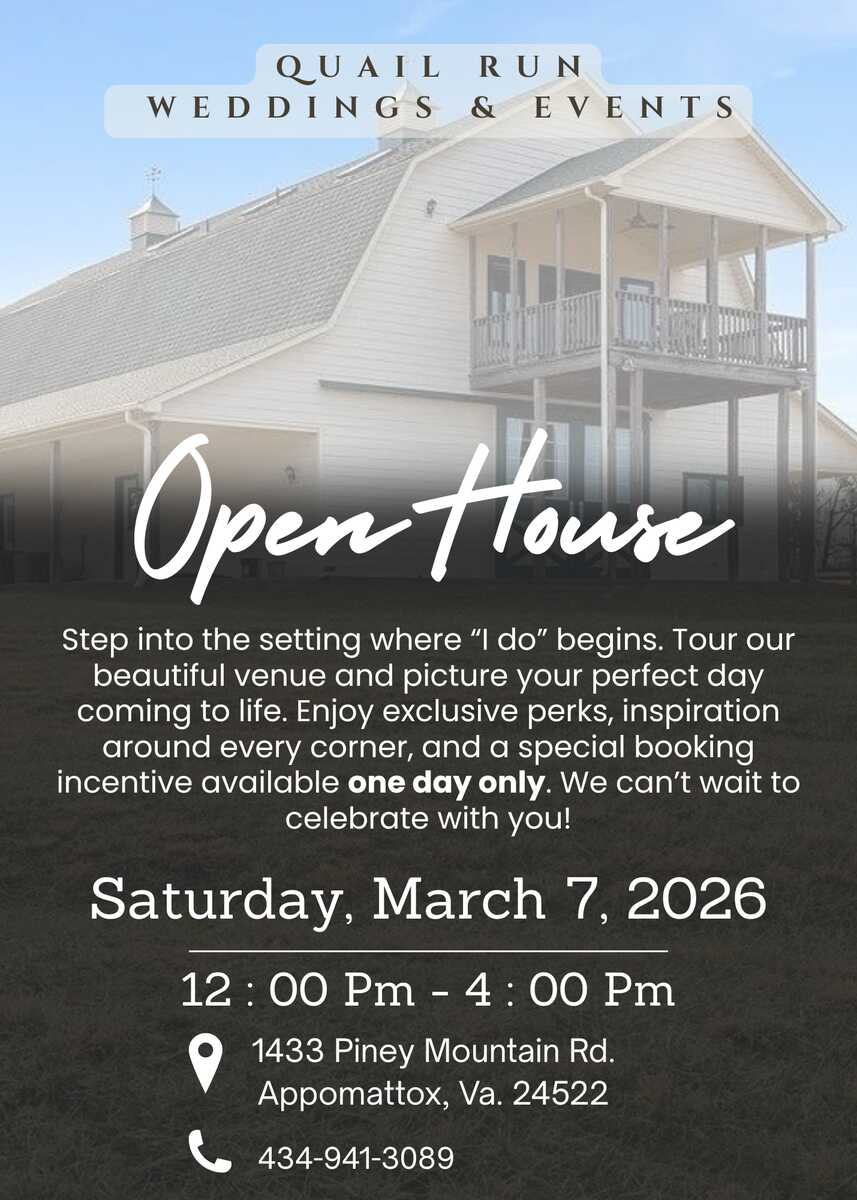 Flyer for open house at Quail Run