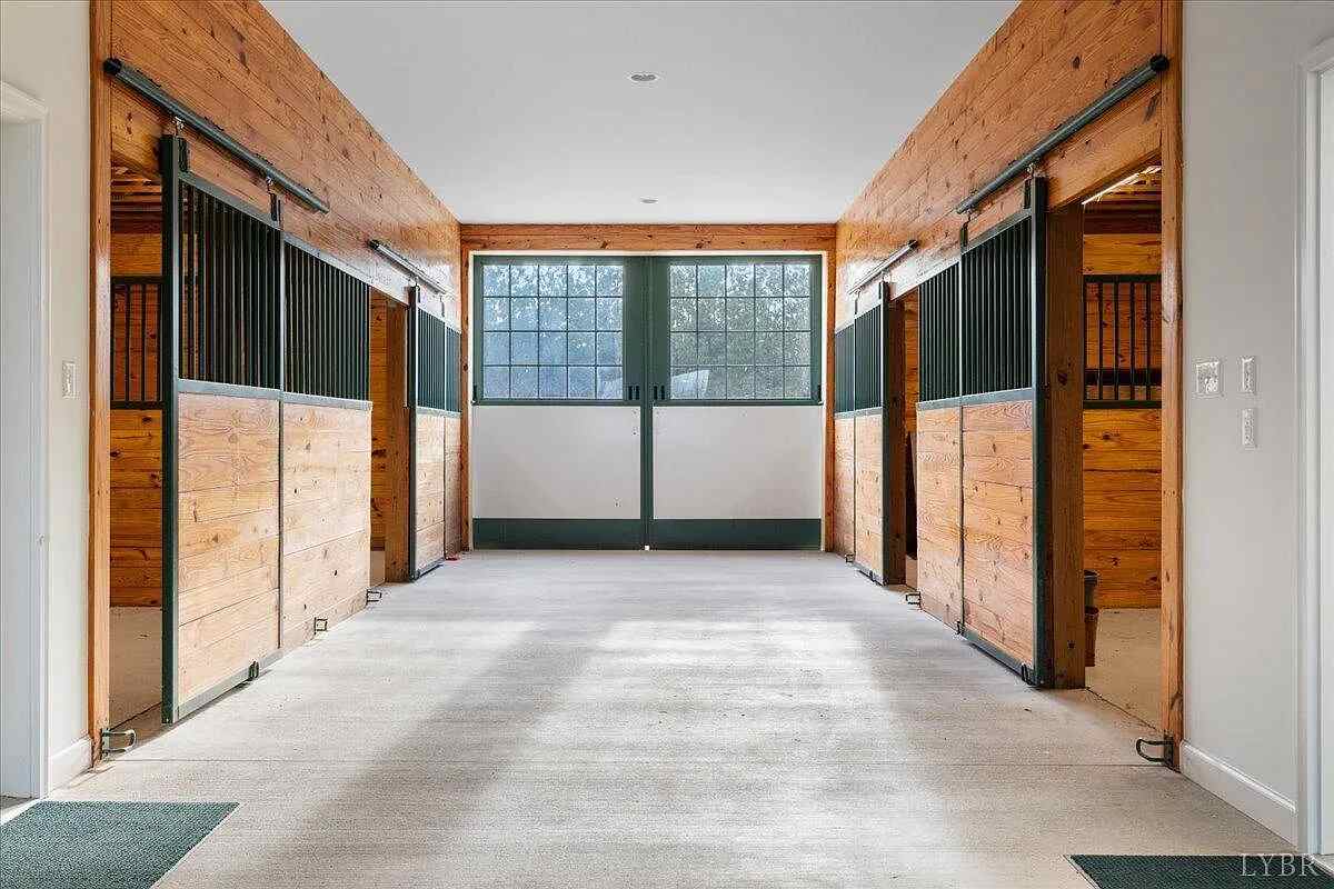 Interior of barn with concrete floor