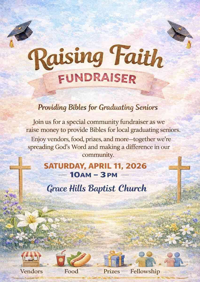 Flyer for Raising Faith fundraiser