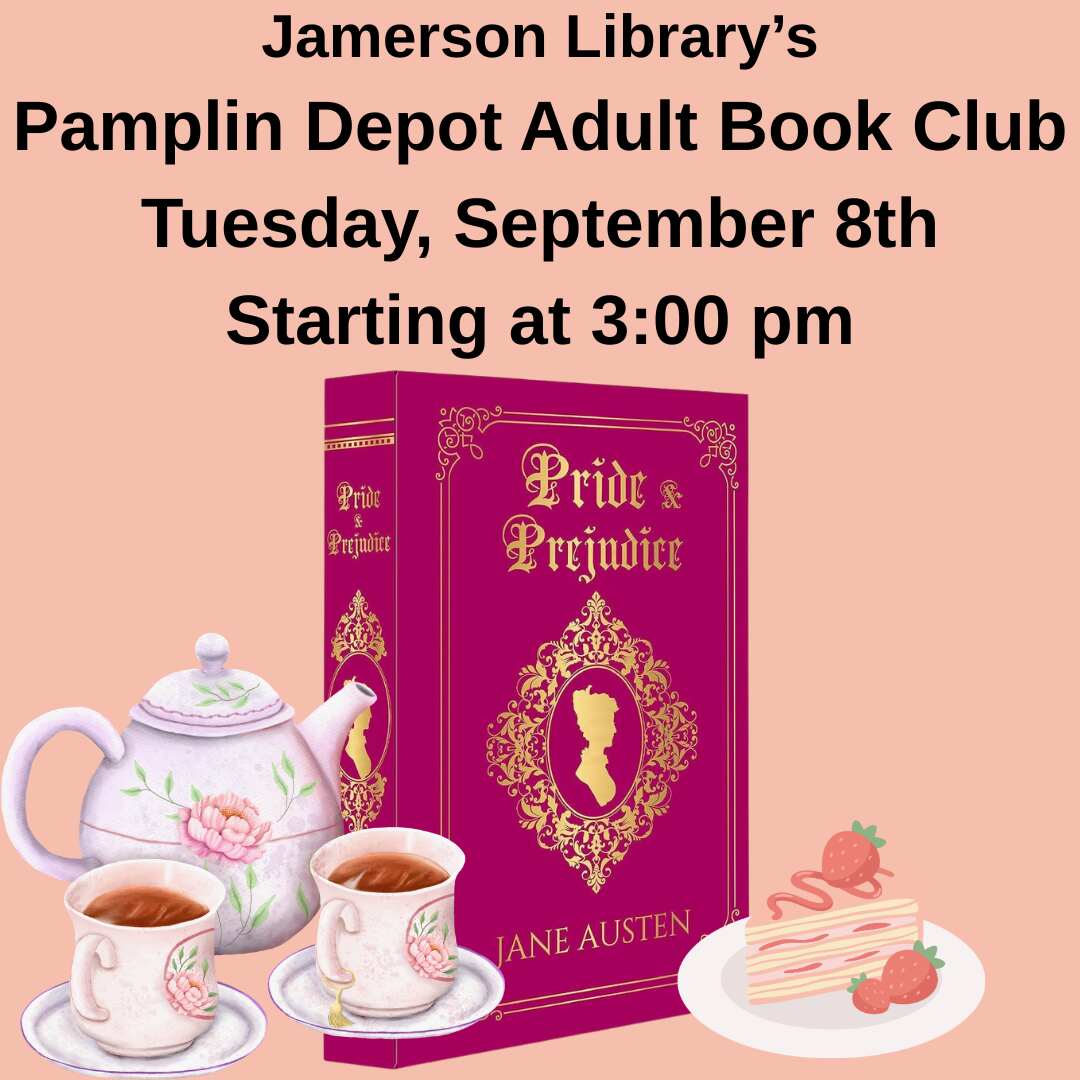 Flyer for Pamplin Depot Adult Book Club Sep 8