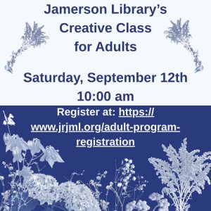 Flyer for Creative Class for Adults Sep 12