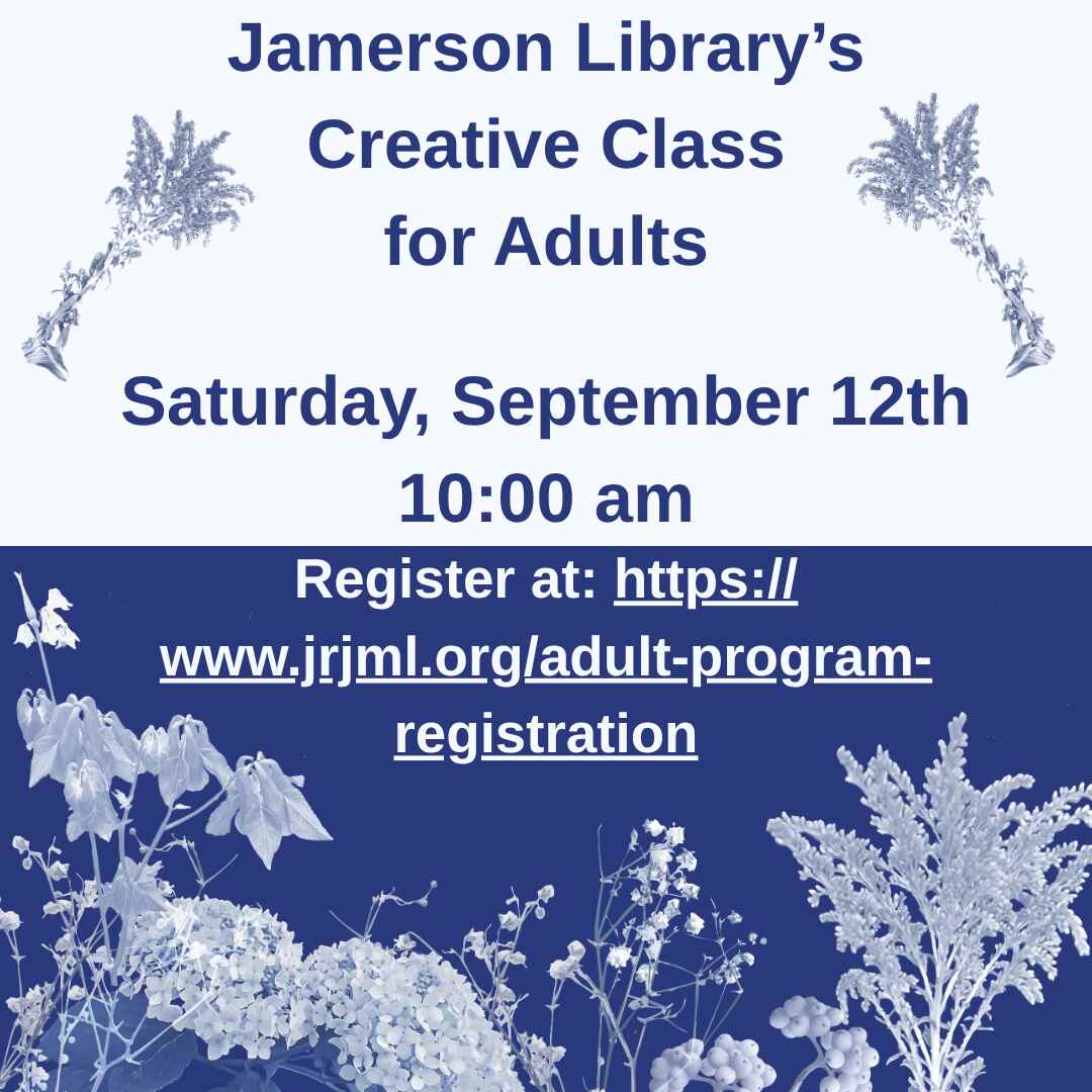 Flyer for Creative Class for Adults Sep 12