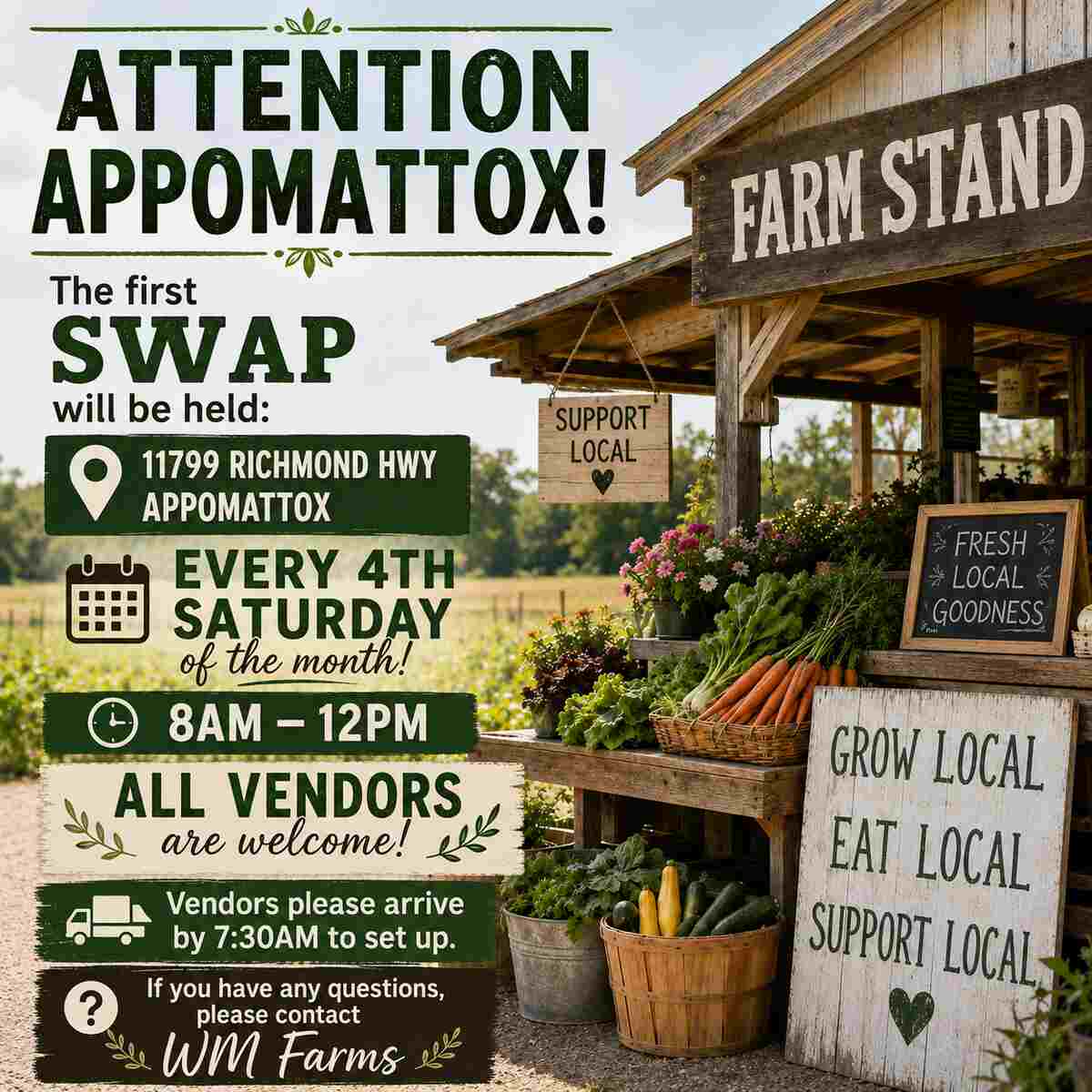 Flyer for Farms Swap event