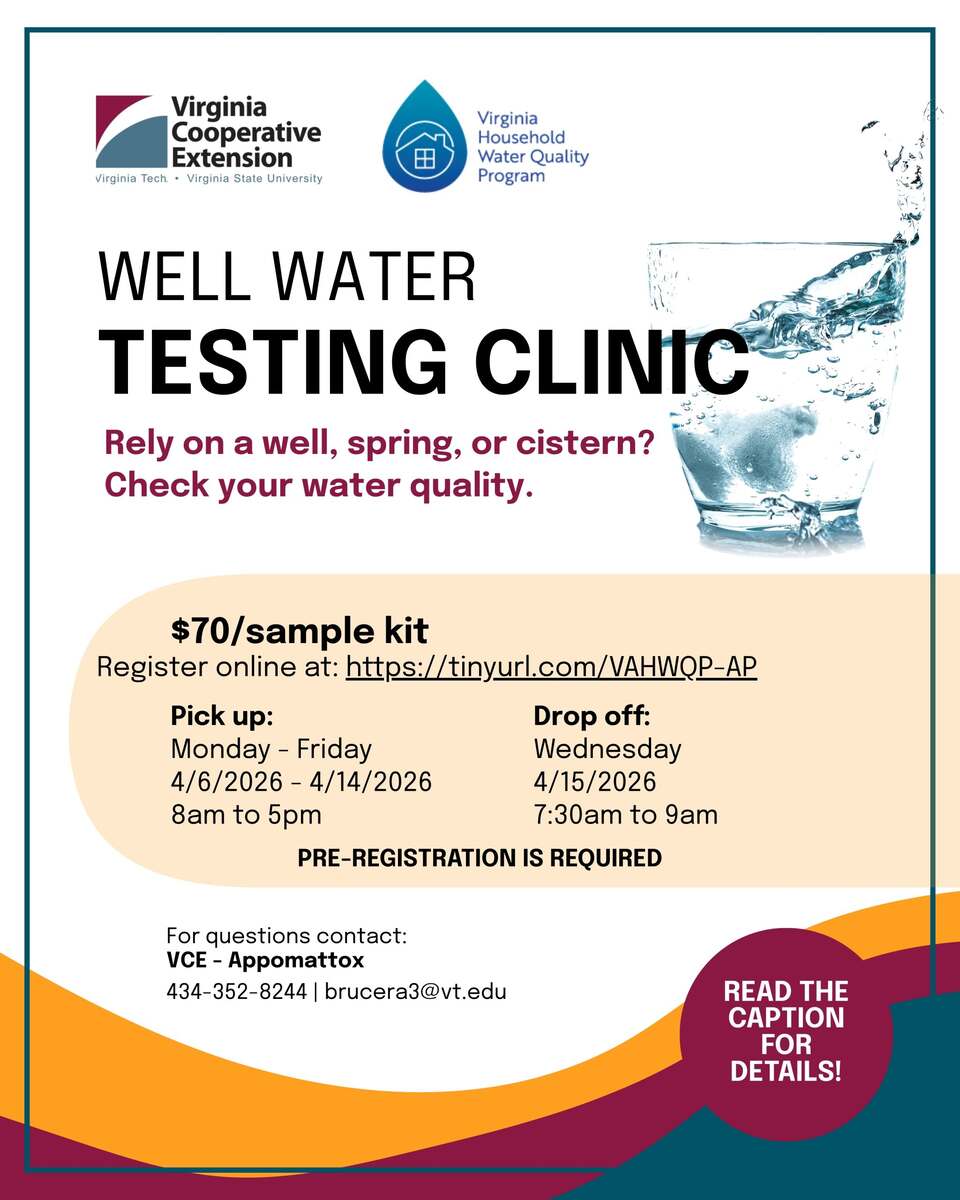 Flyer for Well water testing clinic