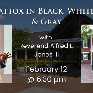 Flyer for Appomattox in black, white, blue and gray